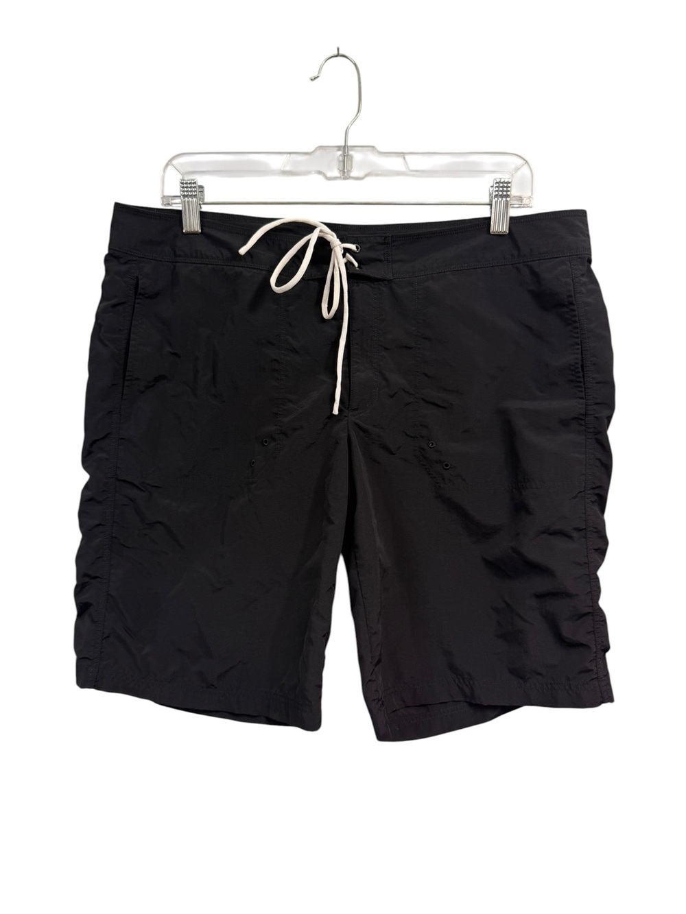 Lands' End Women's Size 12 Nylon Swim Board Shorts Black Pockets Lightweight